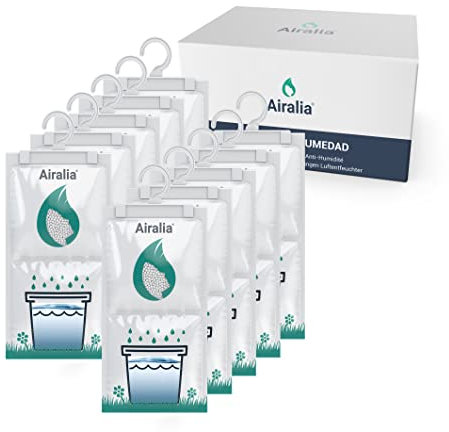 Airalia AIR-DRYBAG - 10 Pack | Deshumidificador Armarios, Bolsas Antihumedad Armario, Absorbe Humedad, Anti Moho y Condensación | Para Ropa, Habitación, Baño, Trastero,Cocina y Hogar en General