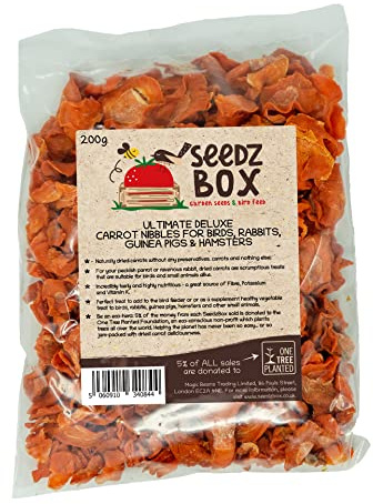 Dried Carrots For Rabbits and Dogs 200g - For Birds Rats Guinea Pigs and Hamsters - Seedzbox - Naturally Dried Snack and Treat - Fat Free Carrots With No Preservatives