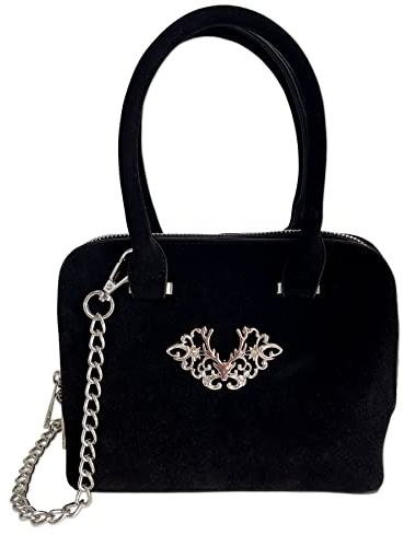 Alpenflüstern Trachtentasche Ornament-Hirsch - Damen Trachten Handtasche, Schultertasche fürs Dirndl, Tasche zur Tracht, Dirndltasche (schwarz) DTA094