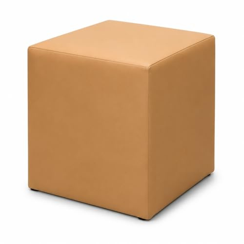 Best For Home – sittpall | golvkudde pall | sittkub konstläder | fotpall vardagsrum | vadderad | sittkub 40 x 40 x 40 | sittpall trämaterial (beige)