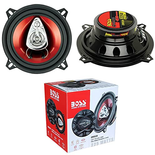 KIT Set pour Boss Audio Systems CH5530 2 Haut-parleurs triaxiaux 3 Voies 13 cm 130 mm 5, 115 Watts rms 225 Watts Max, préparation Voiture, Portes et Volets, par Paires