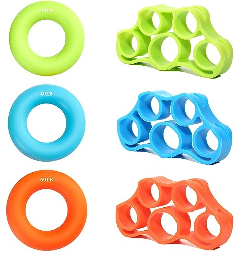 SJBAUTYO Fortalecedores de Agarre de Mano Silicona para Estirar los Dedos y Pelotas antiestrés para Terapia de Mano, Entrenamiento de Dedos y Alivio de estrés en Ejercicios de antebrazo.