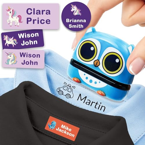 Name Stamp for Clothes Kids Waterproof, Extra 152 Name Labels for Clothes Kids Stick on, Personalised Name Stamp for Clothing Washable, Custom School Uniform Clothing Stamps