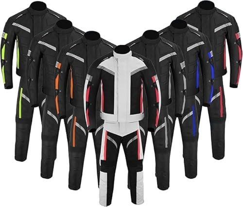 Traje de Moto de 2 Piezas, Chaqueta y Pantalones de Moto Impermeables, Chaqueta de Carreras Reflectante para Hombre, con Protector de Motociclismo CE Tank Rainwear (EN-17092) (Plata, XXL)