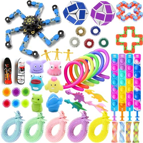 SINZUX 50 Pcs Fidget Toys Pack, Sensory Toys Set for Boys Girls | Stress Anxiety Relief Squishy Fidget Toy, for ADHD Autism Autistic Kids Adults, Party Bag Fillers, Classroom Prizes Rewards
