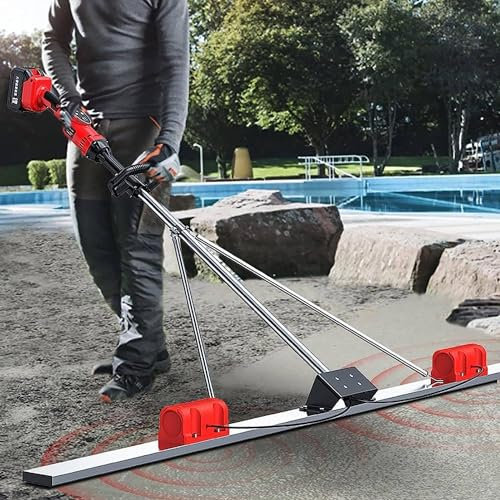 ANXYYDS Outil Vibrant pour béton, kit Vibrant pour Chape en béton électrique, règle de nivellement de Surface en béton, Machine vibrante de Finition de Ciment de Chape,1M-1battery