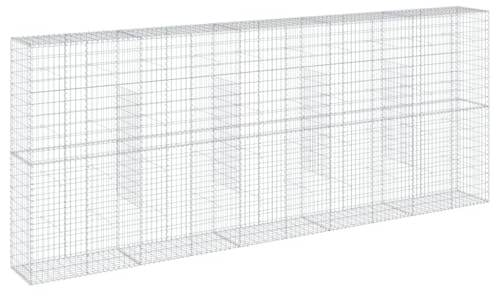 vidaXL Cesta de gaviones con Cubierta Hierro galvanizado 500x50x200 cm, Muro de gaviones, Muro de contención de gaviones, Valla de gaviones, gaviones