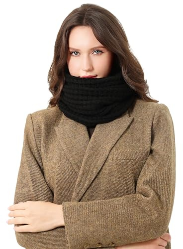 DonDon sciarpa Donna invernale scaldacollo sciarpa di lana Sciarpa lavorata a maglia - Nero