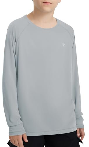 baleaf UV Shirt Kinder UFP 50+ Rashguard Schwimmen Kinder Tshirt Badeshirt Surf Shirt Schnelltrocknend Grau L