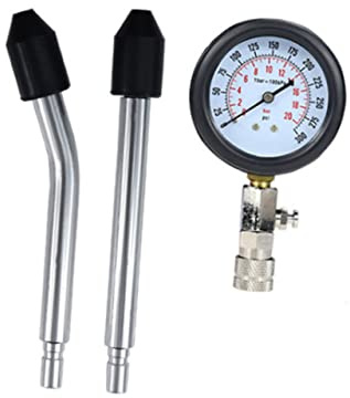 Zerodeko Manomètre de Compression Automobile Pression de Cylindre avec Adaptateur Rouge Outil pour Moteurs à Essence Lecture Précise Jusqu à Psi