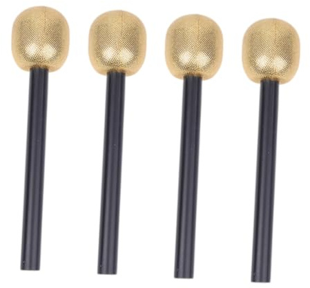 BESTonZON Microphone De Simulation Doré Jouet Éducatif Garçon Et Filles, Plastique Léger, 4 Pièces, Accessoires Karaoké pour Jeu De Rôle Et Fête