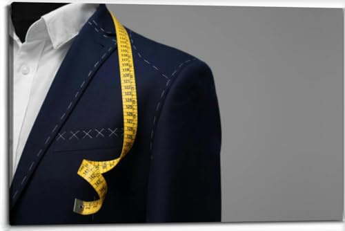 Semi ready tailor's measuring tape mannequin against grey closeup Spac Canvas Wall Art Decor Framed Photo Prints Picture Poster For Bathroom Bedroom Kitchen Living Room Office Artwork Paintings 20x30