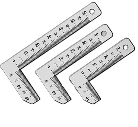 Jauge d'étrier chanfrein en acier inoxydable conçue pour l'angle pour la mesure dans le traitement du verre, l'ingénierie et la menuiserie (90° -3 pièces)