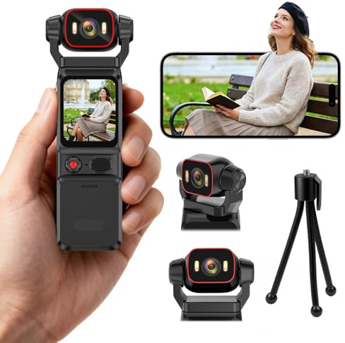 Pudet Luo Camara Deportiva 4K, Estabilización de 6 Ejes Videocamara 360, Pantalla de Vista Previa WiFi en Vivo Camara Video Estabilizador para Ciclismo, Vlogging, Viajes y Deportes al Aire Libre