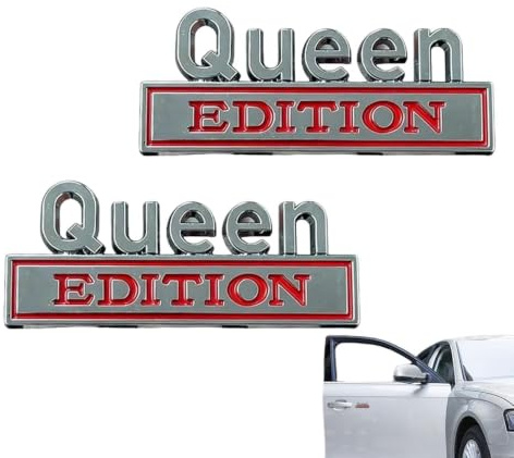 Queen 3D-Klistermärke 2 Stycken 3D Vattentät Metall Biltillbehör | Queen Edition Design Bilmetallklistermärke För Lastbilar SUVs Vindrutor Fönster Dörrar Bakpaneler Kylskåp Affärsresor Och