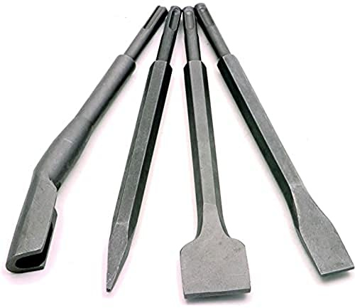Rolson 26499 Chisel for Hammer Drill in Pouch (4 Pieces)