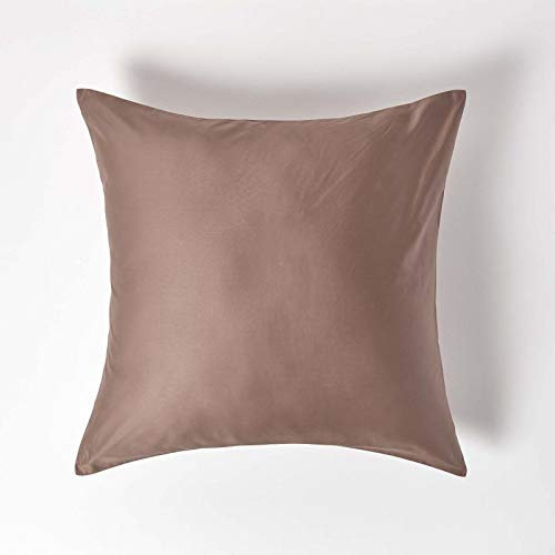 Homescapes Bio-Kissenbezug 80x80 cm braun aus 100% Bio-Baumwolle, Satin-Kissenhülle mit Reißverschluss