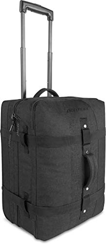 normani Handgepäck Reisetasche Trolley 45 L Bordgepäck Travel Bag mit Rollen Cabin Bag für Lufthansa, Eurowings, Ryanair, KLM, Volotea, Turkish Airline, Wizz Air - (52x38x20-28 cm) Farbe Schwarz