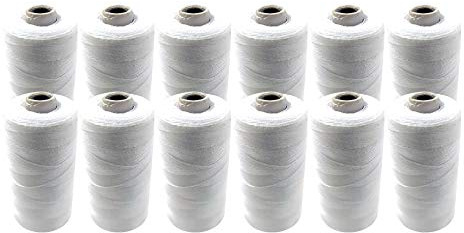 EUROXANTY Sy tråd | Garnspolar | 100% Polyester | Sy Machine | För Garn | För broderi | Robust tråd | 1000 m | 12 VIT