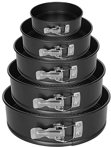 STARVAST 5 Pcs Moule à Gateau Rond à Charnière 14/18/20/24/26 CM, Moule à Gàteau Rond 5 Étages en Acier au Carbone, Moule à Gâteau à Charnière avec Fond Amovible pour Faire Gâteaux/Pizzas/Pain
