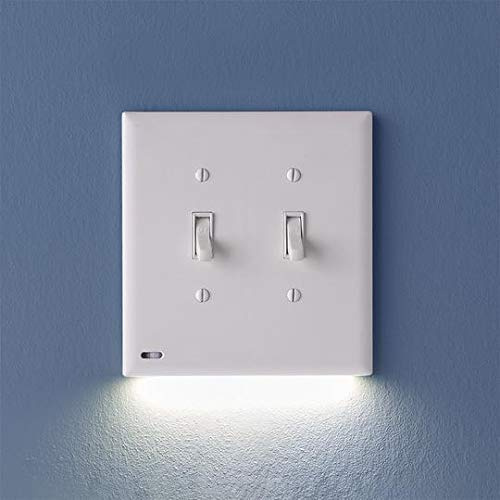 SnapPower SwitchLight - LED Night Lights Wall Plate with Built-in Sensors for Double-Gang Light Switches