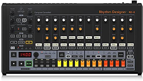 Behringer RHYTHM DESIGNER RD-8 MKII Classic Analog Drum Machine mit 16 Drum Sounds, 64 Step Sequencer, Wave Designer und Dual-Mode Filter