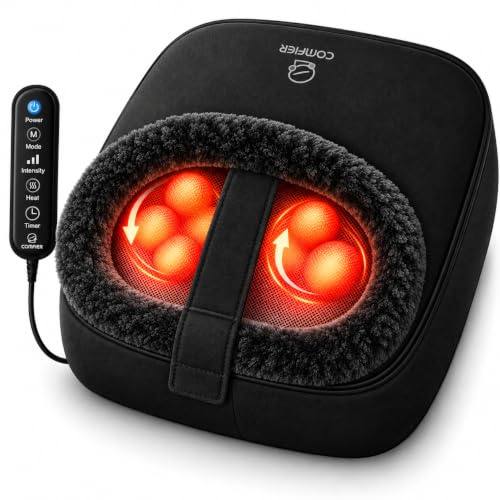 R Foot Massager with Heat, Electric Foot Warmer for Women,Men Gifts, Shiatsu Feet Massager Machine for Plantar Fasciitis,Neuropathy, 2-in-1 Foot & Back Massager, Foot Heater Fits up to 13”