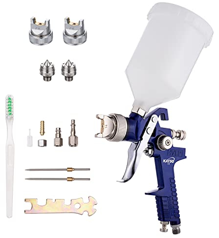 KATSU HVLP Pistolet à Peinture Gravité 600CC avec 3 Buses en Cuivre 1,4/1,7/2,0mm Pulvérisateur de Peinture Compresseur d'air Outil pour Auto Meubles Clôture Revêtement de Surface