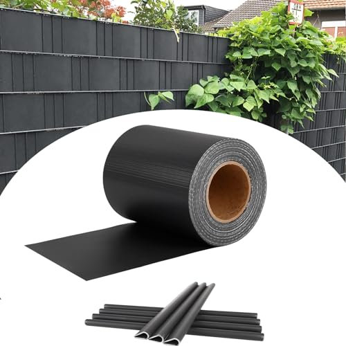 TRMLBE Strisce Privacy per Recinzione in Rete Schermata Privacy in PVC Pellicola per Recinzione con 20 Clip per Giardino Balcone Terrazza - 35m x 19cm, Antracite