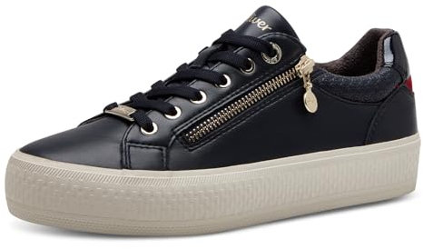 s.Oliver Damen Sneaker flach mit Reißverschluss Freizeit, Blau (Navy), 40 EU