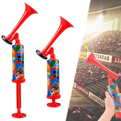 2 Stück Rot Air Horn: Wiederverwendbare Stadion Horn Fanfare Fussball Lufthorn Lufthupe Luftbetriebenes Fanfare Druckluft, Horn Vielseitige Nutzung als Hupe im Straßenverkehr, Fußballspielen Partys