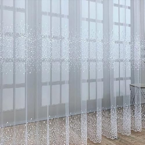 Gardinen Vorhangen Tenda Bianca Summer 500x250 cm (LxA) con Arricciatura Tulle Lungo Soggiorno Camera da Letto Tende Pronte da Appendere Tende Moderne