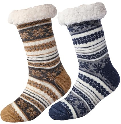 AIEOE Warm Slipper Socks for Men Thermal Winter Socks Grip Socks Stockings Fleece Lining Sock Floor Socks Extra Thick Cozy Breathable for Home Bed Hiking Walking Business Sleeping Outdoor Cabin