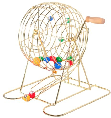 Hperu Bingo-Spiel, Bingo-Set handgesiedeltes Bingo-Spiel-Set enthält 1 Bingo Cage & 50 Bingo Balls Lockable Metal Bingo-Spiel mit Folie für Party, Jahrestreffen, Karneval