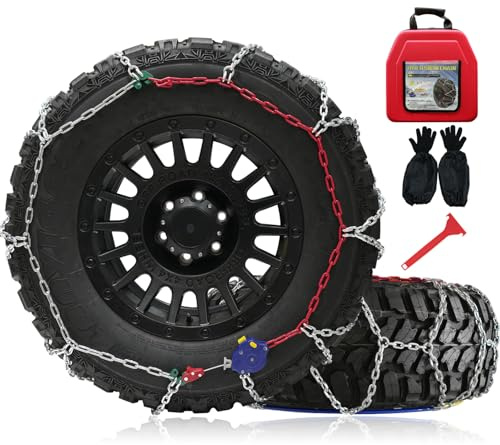 Geländegängig Schneeketten, Automatische Fixierung Schneeketten mit Automatischem Spanner für Pickup-Trucks und Gelände-SUV, 1 Minute Schnelle Montage, 2 Stück x 12mm(HYR-A)