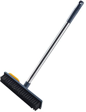 SKISUNO Pet Hair Broom Rubber Broom for Cleaning Pet Hair Hardwood Floors Tiles and Windows Extendable Handle Floor Scrubber Long Handle Scrub Brush for Grout and Deck Cleaning