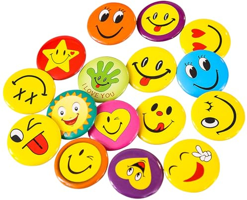 FAYAHAR 70 Pièces Smile Pins Badges, Badge Broches Multi-Styles, Smile RondBadges Métal, pour Manteau, Veste, Chapeau, Accessoire de Sac, Convient aux étudiants