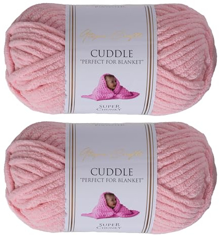 Utopia Crafts Cuddle Super Chunky Chenille Garn Zartrosa, 100 g Knäuel, 60 m, Flauschiges, Dickes Strickgarn Häkelgarn, Maschinenwäsche, Stricken Häkeln für Anfänger, Wollalternative, 2er-Pack