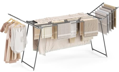 SYKIARIOL Tendedero de ropa, tendedero plegable para ropa interior, ahorro de espacio, secadora de ropa al aire libre, tendederos de ropa plegable para interiores (gris, 248 x 59 x 100 cm)