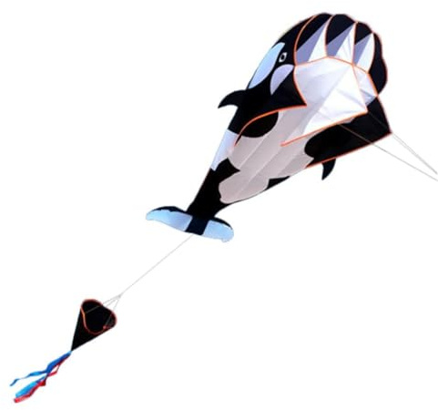 Aquilone senza cornice 3D Parafoil morbido Balena gigante Aquilone da spiaggia Bambini Giocattolo divertente Nero Bianco