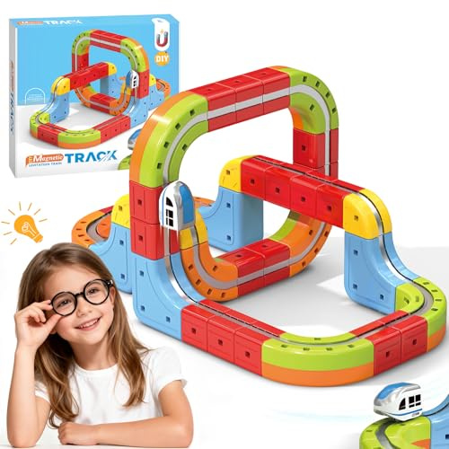 YESHIN Clickrail Electric Train Set DIY Train Set con Gravedad Defying 3D Layouts, Tren Motorizado y Carril Mágico, ferrocarril Niños Eléctrico Regalo para Niños a partir de 3 años