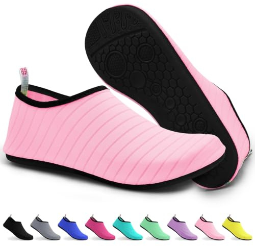 Water Shoes for Men Women, Quick Dry Aqua Swim Shoes, Non Slip Beach Shoes for Pool Surfing Kayaking (Pink, UK Footwear Size System, Adult, Women, Numeric Range, Medium, 2.5, 3)