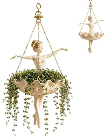 Maceta colgante de bailarina de ballet, maceta colgante decorativa para jardín interior y exterior, bonita maceta colgante para suculentas, plantas araña, soporte para plantas de bailarina caprichosa