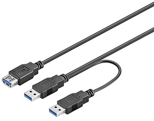 goobay 95749 dubbel USB Y-kabel 5 Gbit/s splitterkabel USB 3.0 kontakt till USB 3.0 uttag Y USB-kabel kort USB mjuk för extern hårddisk kabel 0,3 m