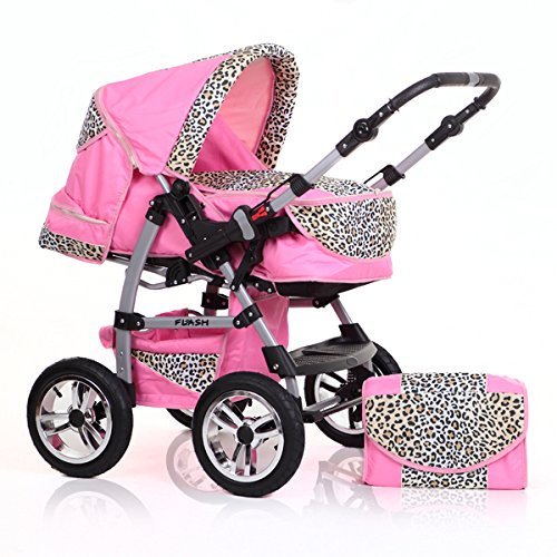 dein_babyladen Kombi-Kinderwagen Flash 2 in 1 inkl. Sportsitz und umfangreichem Zubehör in Pink