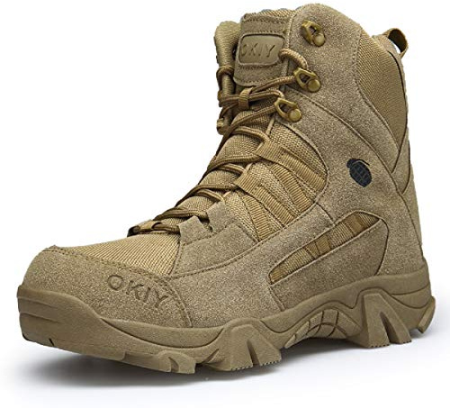 AONEGOLD Hombres Botas de Senderismo Zapatos de Trekking Botas Tácticas Transpirables Militar Senderismo Zapatos Botas de Invierno(Marrón,40 EU)