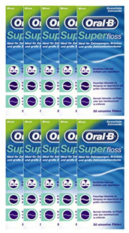 10 gomitoli di filo interdentale con menta, 50 fili