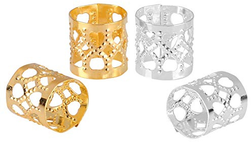 Tbestmax 200 pcs Dreadlocks Beads Hair Braid Rings Clips Dread Locks Hair Braiding Metal Cuffs Decoration/Accessories Jewelry, Silver and Gold