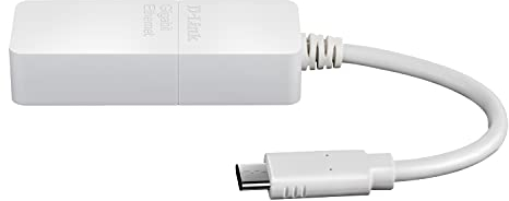 D-Link DUB-E130 USB Typ-C Netzwerkkarte (3.0 Gigabit Ethernet RJ45 10/100/1000 Mbit/s, kompatibel mit Windows und MacOS) Weiß