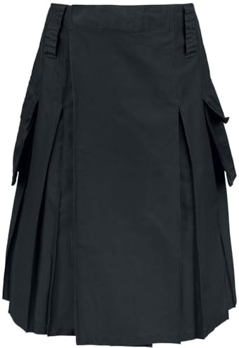 Brandit Kilt Hombre Falda hasta la Rodilla Negro 100% algodón